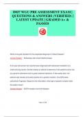 D027 WGU PRE ASSESSMENT EXAM &vert;  QUESTIONS & ANSWERS &lpar;VERIFIED&rpar; &vert;  LATEST UPDATE &vert; GRADED A&plus; &  PASSED