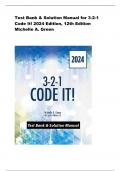 Test Bank & Solution Manual for 3-2-1  Code It! 2024 Edition, 12th Edition  Michelle A. Gree