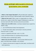PEER SUPPORT SPECIALISTS CPS EXAM QUESTIONS AND ANSWERS A+ VERIFIED
