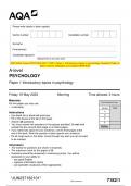 2023 AQA A-level PSYCHOLOGY 7182/1 Paper 1 Introductory topics in psychology Question Paper & Mark scheme (Merged) June 2023 [VERIFIED]