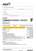 2023 AQA GCSE COMBINED SCIENCE: TRILOGY 8464/B/2F Biology Paper 2F Question Paper & Mark scheme (Merged) June 2023 [VERIFIED]