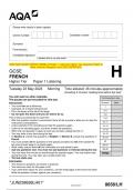 2023 AQA GCSE FRENCH 8658/LH Paper 1 Listening Higher Tier Question Paper & Mark scheme (Merged) June 2023 [VERIFIED]