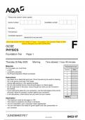 2023 AQA GCSE PHYSICS 8463/1F Paper 1 Foundation Tier Question Paper & Mark scheme (Merged) June 2023 [VERIFIED]