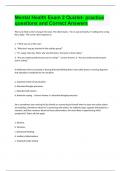 Mental Health Exam 2 - practice questions and Correct Answers