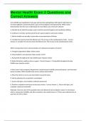 Mental Health Exam 2 Questions and Correct Answers