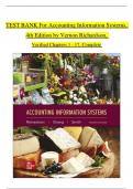 TEST BANK For Accounting Information Systems, 4th Edition by Vernon Richardson, Verified Chapters 1 - 17, Complete Newest Version
