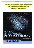 TEST BANK For Basic and Clinical Pharmacology, 14th Edition by Bertram G. Katzung, Verified Chapters 1 - 66, Complete Newest Version