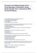 Premier Food Safety Sample Test 1 &lpar;Food Manager Certification Study Guide Sample Test 1&rpar; Questions