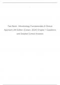Test Bank - Microbiology Fundamentals-A Clinical Approach&comma; 4th Edition &lpar;Cowan&comma; 2024&rpar; Chapter 1 Questions and Detailed Correct Answers