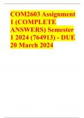COM2603 Assignment 1 (COMPLETE ANSWERS) Semester 1 2024 (764913) - DUE 20 March 2024