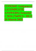 COM2603 Assignment 1 (COMPLETE ANSWERS) Semester 1 2024 (764913) - DUE 20 March 2024