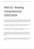 LATEST HESI A2 - Reading Comprehension 2023//2024
