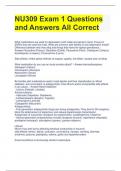 NU309 Exam 1 Questions and Answers All Correct