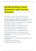 NU309 Nutrition Exam Questions with Correct Answers