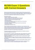 NU309 Exam 3 Questions with Correct Answers