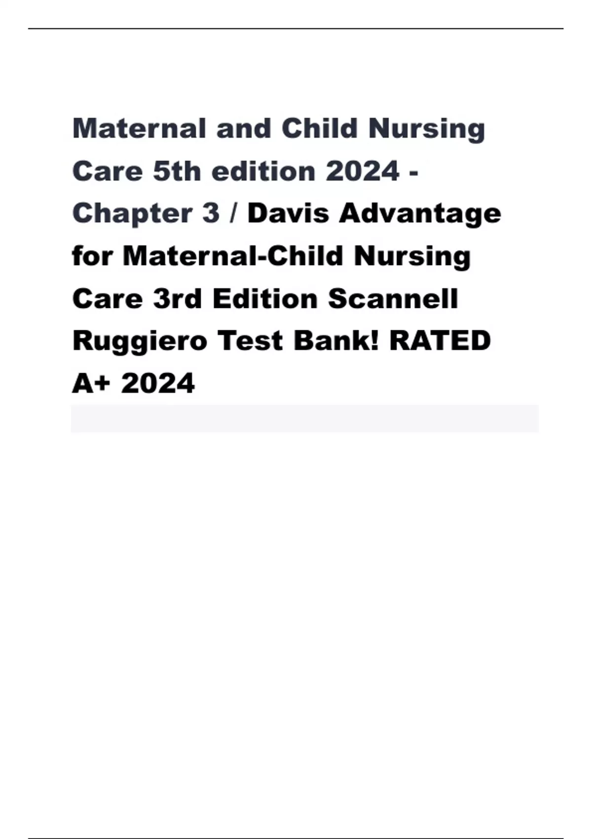Maternal and Child Nursing Care 5th edition 2024 Chapter 3 / Davis