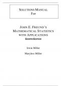Solutions Manual For John E. Freund's Mathematical Statistics with Applications 8th Edition By Irwin Miller, Marylees Miller (All Chapters, 100% Original Verified, A+ Grade) 