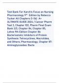 Test Bank For Karch's Focus on Nursing  Pharmacology 9 THEdition by Rebecca  Tucker All Chapters &lpar;1-56&rpar; A&plus;  ULTIMATE GUIDE 2024&sol; Cancer Pharm  Test 3&comma; Chapter 102&comma; Pharm Final Exam  Bank 3&sol;3&comma; Chapter 84&comma; Chapter 85&comma;  Lehne 9th Edition Chapter 86&colon;  Bact