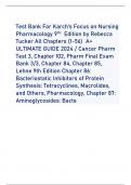 Test Bank For Karch's Focus on Nursing  Pharmacology 9 THEdition by Rebecca  Tucker All Chapters (1-56) A+  ULTIMATE GUIDE 2024/ Cancer Pharm  Test 3, Chapter 102, Pharm Final Exam  Bank 3/3, Chapter 84, Chapter 85,  Lehne 9th Edition Chapter 86:  Bact