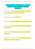 Food Handler Certification &ndash; Ontario Questions and Answers Already Graded A