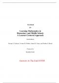 Test Bank For Learning Mathematics in Elementary and Middle School A Learner-Centered Approach 6th Edition By George Cathcart, Yvonne Pothier, James Vance, Nadine Bezuk (All Chapters, 100% Original Verified, A+ Grade) 