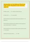 Introduction to the National Electrical  Code&comma; Exam Questions and answers&comma;  rated A&plus; &sol; APPROVED EXAM PREDICTION PAPER&sol; 