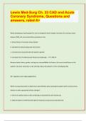 Lewis Med-Surg Ch&period; 33 CAD and Acute  Coronary Syndrome&comma; Questions and  answers&comma; rated A&plus;&sol;  &sol; APPROVED EXAM PREDICTION PAPER&sol;  