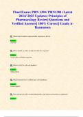 Final Exam: PRN 1381/ PRN1381 (Latest 2024/ 2025 Updates) Principles of Pharmacology Review| Questions and Verified Answers| 100% Correct| Grade A- Rasmussen