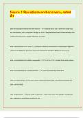 Neuro 1 Questions and answers&comma; rated  A&plus; &sol; APPROVED EXAM PREDICTION PAPER&sol; 