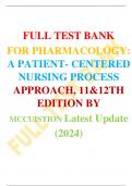 FULL TEST BANK FOR PHARMACOLOGY: A PATIENT- CENTERED NURSING PROCESS APPROACH, 11&12TH EDITION BY  MCCUISTION Latest Update (2024)