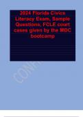 2024 Florida Civics Literacy Exam, Sample Questions, FCLE court cases given by the MDC 