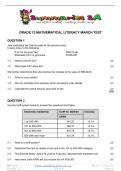 Grade 12 Mathematical Literacy (MATH LIT) March Paper and Memo - 2024