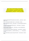  BLS AHA FOR HEALTHCARE PROVIDERS QUESTIONS AND ANSWERS LATEST TOP SCORE.