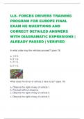 U&period;S&period; FORCES DRIVERS TRAINING PROGRAM FOR EUROPE FINAL EXAM HE QUESTIONS AND CORRECT DETAILED ANSWERS WITH DIAGRAMATIC EXPRESIONS &vert; ALREADY PASSED &vert; VERIFIED