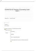 COUN-6722-22,Theories of Counseling. Exam Week 5