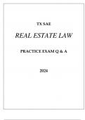 TX - SAE REAL ESTATE LAW PRACTICE EXAM Q & A 2024.