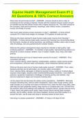 Equine Health Management Exam &num;1 &vert;&vert; All Questions & 100&percnt; Correct Answers