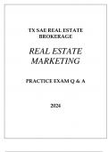 TX - SAE REAL ESTATE MARKETING PRACTICE EXAM Q & A 2024&period;