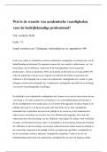 Essay 2 (schriftelijke groepsopdracht): Wat is de waarde van academische vaardigheden voor de bedrijfskundig professional?