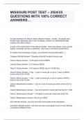 MISSOURI POST TEST &ndash; 2024&sol;25 QUESTIONS WITH 100&percnt; CORRECT ANSWERS&hellip;