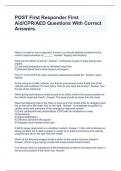 POST First Responder First Aid&sol;CPR&sol;AED Questions With Correct Answers&period;