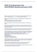 POST First Responder First Aid&sol;CPR&sol;AED Questions&sol;Answers 2024
