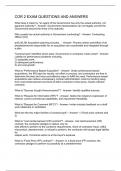 COR 2 EXAM QUESTIONS AND ANSWERS