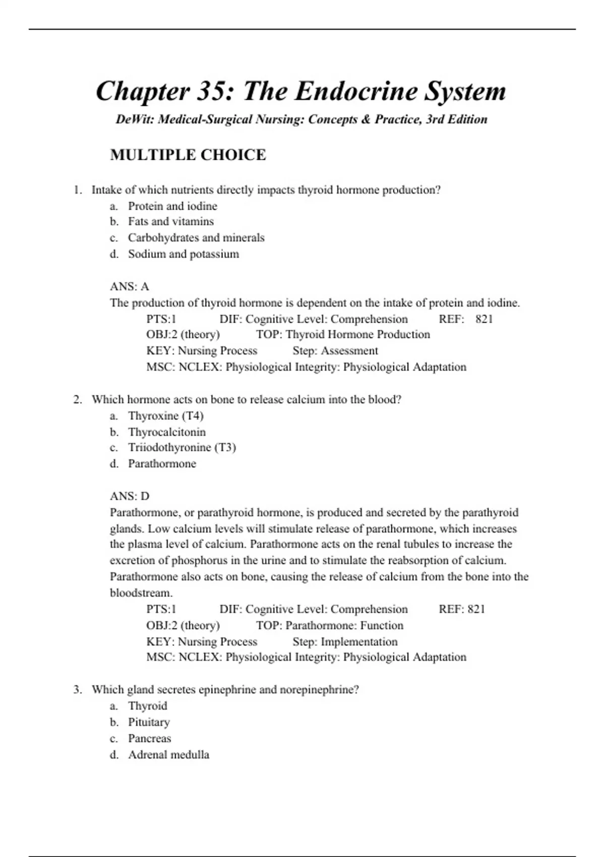 Chapter 35: The Endocrine System |DeWit: Medical-Surgical Nursing ...