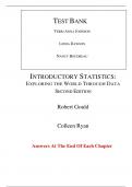 Test Bank For Introductory Statistics Exploring the World Through Data 2nd Edition By Robert Gould, Colleen Ryan (All Chapters, 100% Original Verified, A+ Grade) 