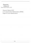 Pearson Edexcel GCE In A Level Further Mathematics (9FM0) Paper 4C Pure Mathematics  Mark Scheme Summer 2023