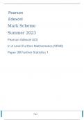 Pearson Edexcel GCE In A Level Further Mathematics (9FM0) Paper 3B Further Statistics 1  Mark Scheme Summer 2023