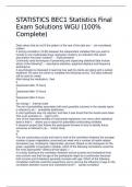 STATISTICS BEC1 Statistics Final Exam Solutions WGU &lpar;100&percnt; Complete&rpar;