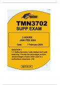 TMN3702 3 HOUR EXAM DUE 7 FEB 2024 ALL QUESTIONS ANSWERED