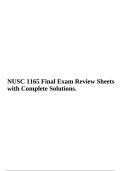 NUSC 1165 Final Exam Review Sheets with Complete Solutions.